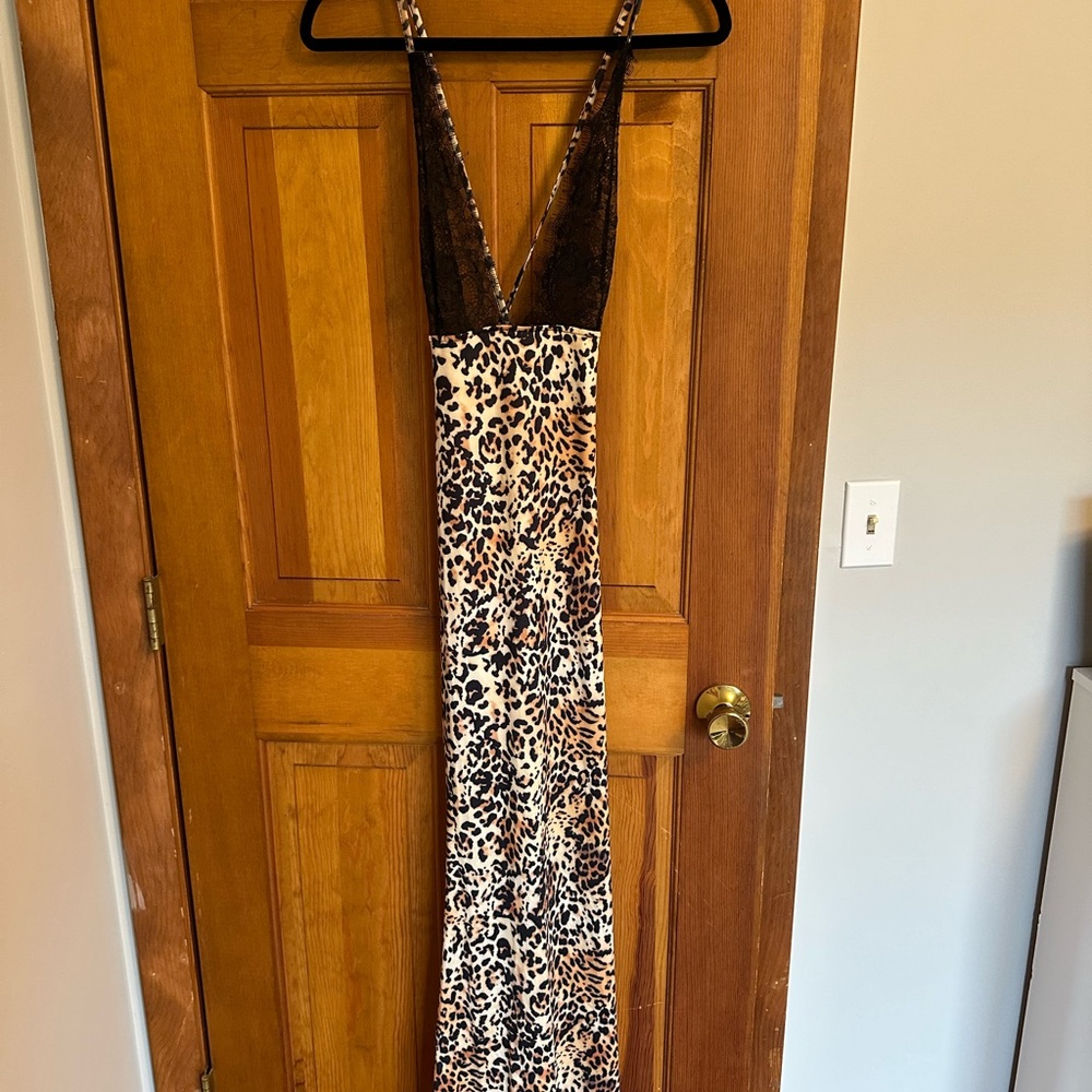 Leopard Print V-Neck Dress